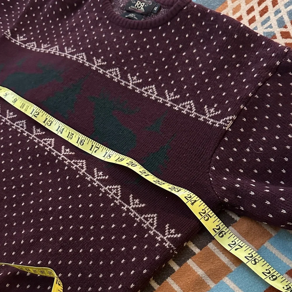 🫎 RRL Double RL Burgundy Fair Isle Sweater - Picture 7 of 8